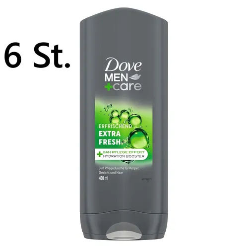 6X Dove Men+Care 3-in-1 Duschgel Extra Fresh Duschbad für Körper (6x400ml)