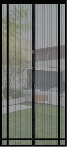 Sekey Fliegengitter Balkontür zuschneidbar – Magnet & selbstklebend, ohne Bohren | Insektenschutzvorhang für Balkon-, Terrassen- und Zimmertüren, 130x220 cm, Schwarz