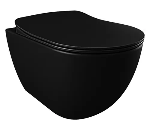Creavit WC Set Hänge WC schwarz matt mit Bidet - Sanitäranlagen & Zubehör – Stilvolles ovales Hänge-WC in elegantem Matt Schwarz, antibakteriell und mit Softclose-Sitz für maximalen Komfort und Hygiene.