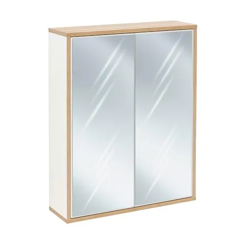 Produktbild BadeDu Minho Spiegelschrank 60 cm – Weiß/AST-Eiche, skandinavisches Design mit Push-to-Open