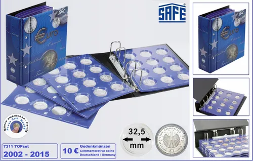 Münzalbum-TOPset-Deutsche-10-Euromünzen SAFE-7311 in-Münzkapseln-32,5