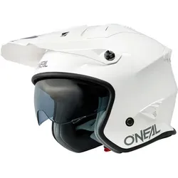 ONeal Volt Solid S25 Jethelm - Weiß - M - Motorradhelm mit integriertem Sonnenvisier und optimaler Belüftung für kühlen Kopf bei langen Fahrten. Sicherer Microlock-Verschluss und hochwertiges ABS-Design für maximalen Komfort und Schutz.