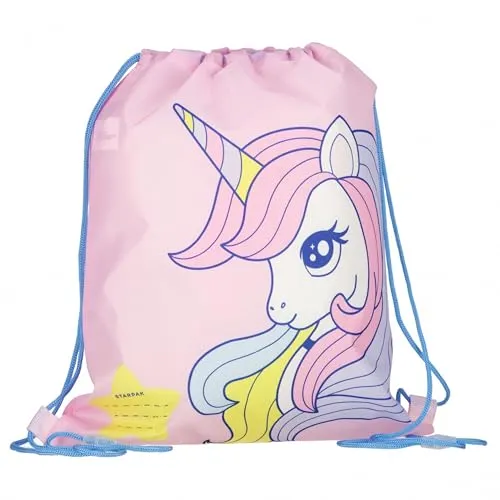 Einhorn Rosa, Mädchenschuhbeutel für den SPORTUNTERRICHT, Schulumhängetasche für Mädchen 32x38 cm Schule und Kindergarten Sportbeutel, Sportsack (Einhorn)