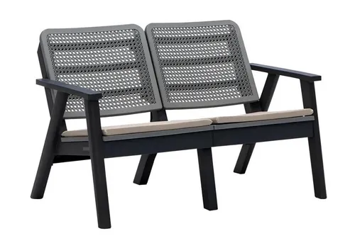 Designer Gartenbank - Luxuriöse Terrassenbank für 2 Personen - Moderne Gartenbank in Grau, aus hochwertigem Holz. Ideal für entspannte Stunden im Garten oder auf der Terrasse. Maße: 120 x 66 x 79 cm, mit 2 Jahren Herstellergarantie.