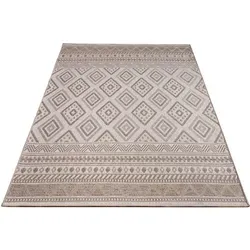 Paco Home Outdoor Teppich Flachgewebe Modern Boho-Style - Wetterfester und UV-beständiger Teppich für Terrasse, Balkon, Wohnzimmer & Küche. Stylisches Ethno-Design sorgt für eine einladende Atmosphäre und ist pflegeleicht sowie schadstoffgeprüft.