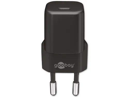 goobay 59357 USB-C Ladegerät Nano, 20w USB-C Power Delivery Netzteil für iPhone 12/12 Mini/12 Pro/max, IPad Pro, Magsafe, AirPods Pro, Samsung Galaxy Series, Google Pixel 5/4/3, Schwarz, klein