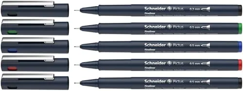Schneider Pictus Fineliner-Set farbsortiert 0,2 + 0,5 mm, 5 St.