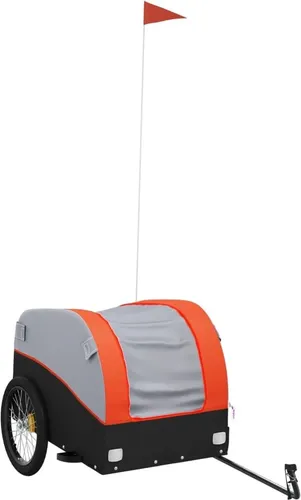 vidaXL Fahrradanhänger Schwarz und Orange 45 kg