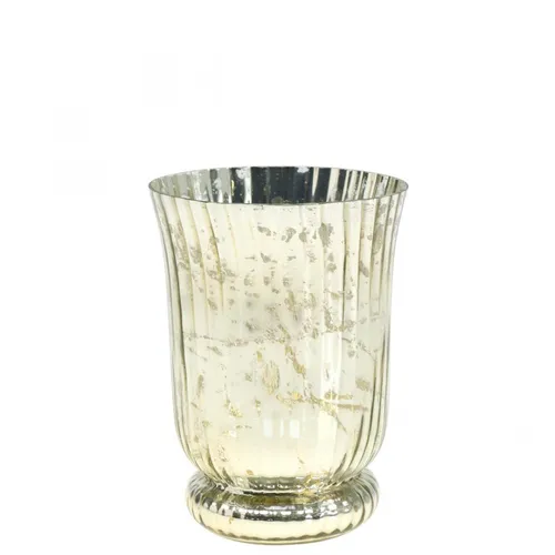 Elegantes Windlicht Glas Teelichthalter Vintage Ø11cm H14,5cm