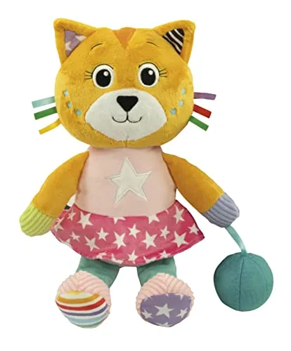 Clementoni - 17762 – Plüschtier Katze – Katy The Kitty – Plüschtiere für Babys, Geschenk zur Geburt, Lernspielzeug, Baby Spielzeug 0 Monate, Spiel für Kleinkinder 100% maschinenwaschbar