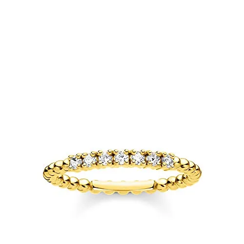 THOMAS SABO Ring Kugeln mit weißen Steinen in gold von THOMAS SABO