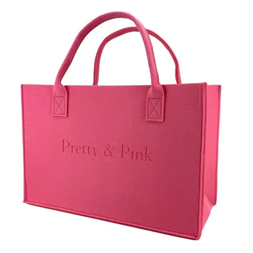 heimtexland Allzweck Filztasche Einkaufstasche Shopper Filz Tragetasche Einkaufskorb Aufbewahrung XL Tasche mit Henkel 30x45 robust langlebig Geschenkidee Typ717 Pink Pretty 30x45 cm