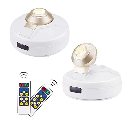 HONWELL led Wandleuchte Wandspot mit Schalter, Dimmbar Wandstrahler Batteriebetrieben mit Fernbedienung Timer Deckenspots Beleuchtung für Dartscheibe Bilder Decke Küche Schrank Flur Gemälde, 2 Stücke