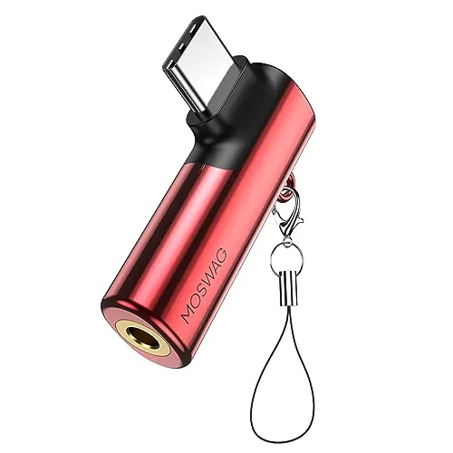 MOSWAG USB C zu 3,5-mm Kopfhörer Adapter,DAC Typ C Kopfhörer USBC auf Aux Adapter 90 Grad Winkel,kompatibel mit Samsung Galaxy S23 S22 S21 Ultra,Huawei P50/40/30,Mate 40/30/20