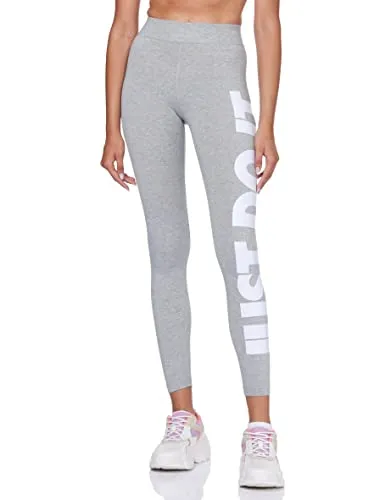 Nike Damen Essntl Leggings, Dk Grey Heather/White, XL EU