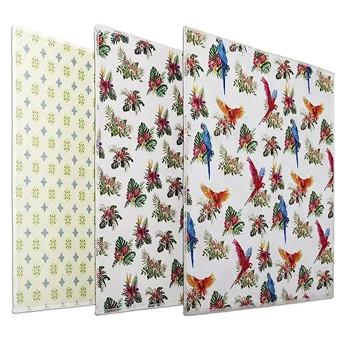 Brillenputztücher mit Motivdruck in verschiedenen Kombinationen (Flora, 3er Pack 20 x 20 cm)