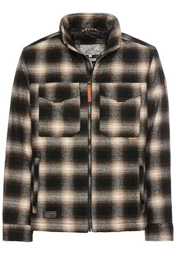 camel active Herren Karierter Blouson mit einem Reißverschluss Braun-Gelb, menswear-58