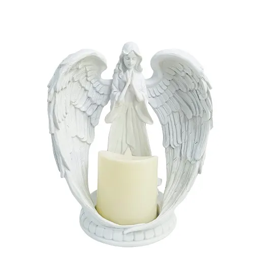 Kerzenhalter Engelsfigur mit Kerze, Deko, Grabengel 21 cm Höhe x 21 cm Breite