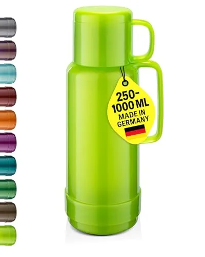 ROTPUNKT Isolierflasche 1L mit Becher - Hochwertige Thermoskanne Made in Germany - Hervorragende Isolierung: Die doppelwandige Isolierflasche hält Getränke bis zu 24 h heiß und 36 h kalt – ideal für Pendler und Outdoor-Aktivitäten. Praktischer Becher im Deckel für den Genuss unterwegs!