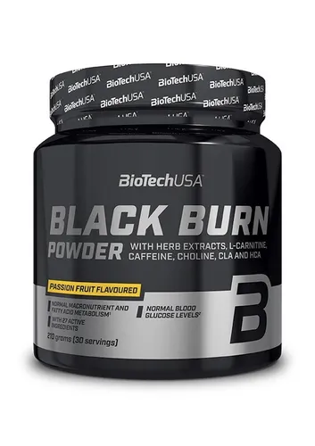 BioTech USA Black Burn, 210 g Dose - Passion Fruit - Fatburner mit erfrischendem Passionsfruchtgeschmack, unterstützt die Fettverbrennung und steigert die Energie für dein Workout.