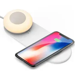 kalb Smartphone Induktionsladegerät mit abnehmbarer Akkuleuchte - Kabelloses Qi-Ladegerät mit dimmbarem Nachtlicht, elegantes Design und Fast Charge Funktion, ideal für Nachttische und mobile Anwendungen.