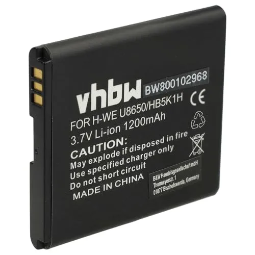 vhbw Akku Ersatz für Huawei HB5K1H für Handy Smartphone Telefon (1200 mAh, 3,7 V, Li-Ion)