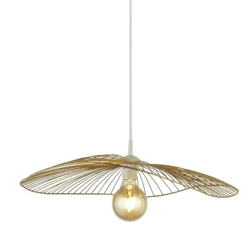 Licht-Erlebnisse Pendelleuchte Metall 71 x 53 cm H: max. 1,2 m verstellbar Retro Draht Schirm in Gold Hängelampe Wohnzimmer Hängeleuchte Esszimmer