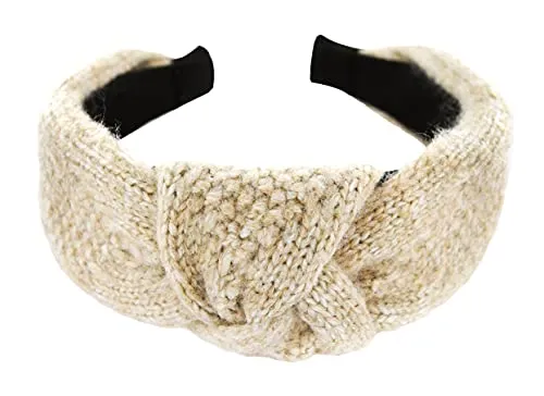 axy Haarreif mit Knoten und Gestricktes-Vintage-Wunderschön Stirnband Haarschmuck Damen Haarreifen HR6A (Beige)