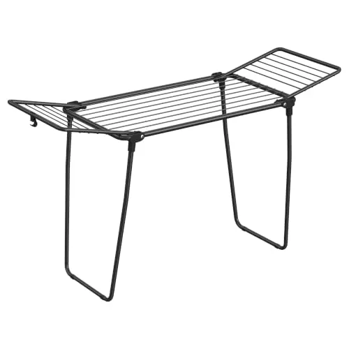 SONGMICS Wäscheständer, Standtrockner 47 x 150 x 91 cm, Flügelwäscheständer, Flügelwäschetrockner platzsparend, Metall, für Kleidung, Handtücher, tintenschwarz LLR520BH01