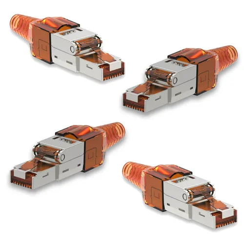 4x Netzwerkstecker CAT 7 Werkzeuglos RJ45 Netzwerk Metall Stecker Verlegekabel