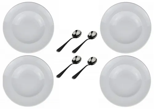 Retsch Arzberg Pastateller Porzellan weiß Ø 30cm inkl. Pastalöffel Set, (4 St), Premium Porzellan,