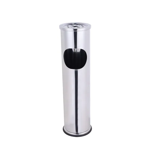 Standaschenbecher mit Müllfach Edelstahl Zigaretten Ascher Standascher Silber