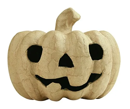 Décopatch SA179O Träger S aus Pappmaché, Kürbis, 11 x 11 x 12 cm, zum Verzieren, perfekt für Halloween, Kartonbraun