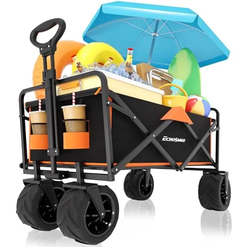 EchoSmile Faltbarer Bollerwagen 200L – Klappbarer Handwagen für bis zu 160 kg