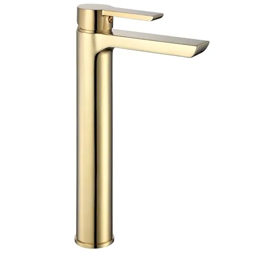 Rea Waschtischarmatur ARGUS GOLD HIGH Wasserhahn - Elegante Badarmatur aus Messing mit freistehender Montage und Mischdüse für optimalen Wasserfluss im Badezimmer.