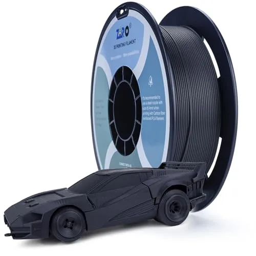 ZIRO PLA Kohlefaser 1.75mm 3D Drucker Filament, Carbon Fiber PLA 1.75mm 0.8kg Spule - Schwarz