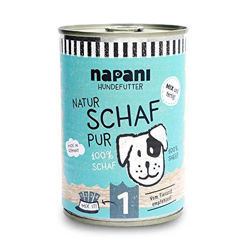 napani - Premium Hundefutter nass,100% Schaf, glutenfreies, getreidefreies Nassfutter aus der Dose, allergiefreundlich & wohl bekömmlich, 1 x 400g