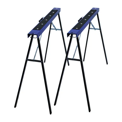 HELO24 Klappbock 2 Stück Arbeitsbock C3 blau - Werkstatteinrichtung, stabiler Stahl-Klappbock in Blau, ideal für vielseitige Einsatzmöglichkeiten und platzsparende Lagerung.