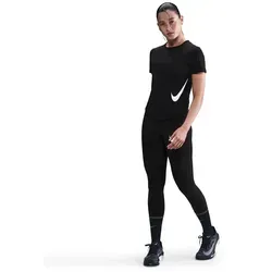 Nike Tempo Swoosh Funktionsshirt Damen - Schwarz-Weiß, Größe XS - Sportliches Funktionsshirt aus atmungsaktivem Dri-FIT-Material für optimale Feuchtigkeitsregulierung; ideal für aktive Frauen und Workout-Sessions.