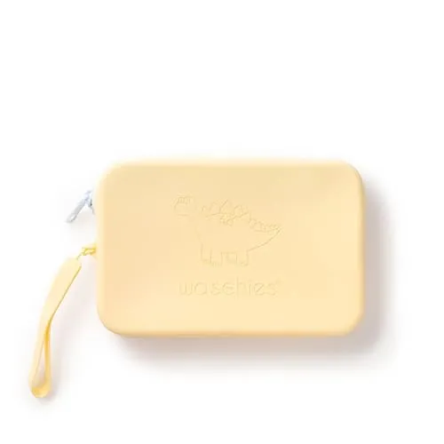 Waschies mittelgroßer Kulturbeutel in Pastellgelb – aus BPA-freiem Silikon – waschbar, wiederverwendbar & wasserabweisend – ideal für Hygieneartikel von Babys & Kindern auf Reisen und im Alltag