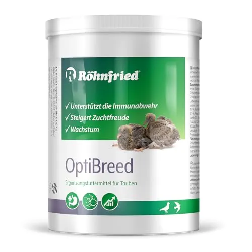 Röhnfried OptiBreed 1 Kg | Premiumaufzucht für Rassetauben - Optimale Aufzucht für Rassetauben mit hochwertiger Nährstoffversorgung. Unterstützt das Wachstum und die Entwicklung rassespezifischer Merkmale für gesunde Tiere.