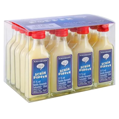 KRUGMANN 20 x Schön Poppen Vanille-Karamell-Sahne Likör Shot 15% Vol. á 20 Mililiter