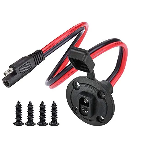 DONJON Solar wetterfeste SAE Steckdose Seitenwandanschluss,10 AWG SAE wasserdichte Schnellanschluss Schalttafel,SAE Buchse Stecker Verlängerungskabe für Motorrad,Autobatterie