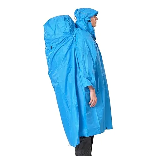 LOWLAND OUTDOOR Rucksackregenponcho, Blau, L