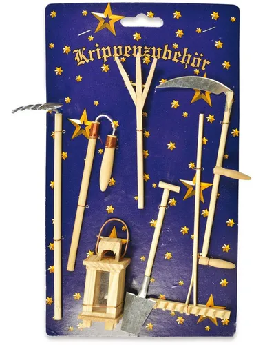 RIFFELMACHER & WEINBERGER Krippen-Zubehör Krippenzubehör Set 'Feldarbeit' 7-tlg. aus Holz