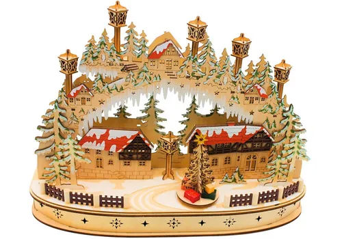 Dekohelden24 LED Schwibbogen – Festlicher Lichterbogen mit bewegtem Tannenbaum - Schwibbögen mit bewegtem Tannenbaum und warmem LED-Licht, ideal für stimmungsvolle Weihnachtsdekoration in jedem Zuhause.