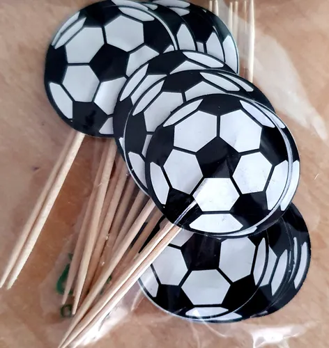 Party Picker Soccer Party  Fussball weiß schwarz 20 Stk  8 cm Neu