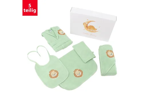 celodoro Babybademantel Baby Bade Geschenk Set 5-teilig, Baumwolle