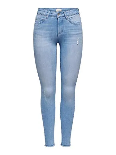 ONLY Damen Onlblush Mid Sk Ak R Rea4347 Tall Noos Jeans - Damen-Jeanshosen in TALL-Größe mit Skinny Fit, mittlerem Taillensitz und trendy Used Look für einen modernen Style.