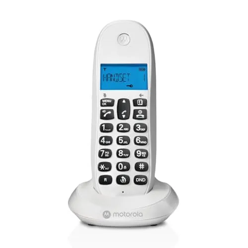 Motorola C1001CBW+ – Digitales DECT-Schnurlostelefon mit Anrufblockierung - Festnetztelefon mit fortschrittlicher Anrufblockierung und Freisprecheinrichtung für ungestörte Gespräche. Ideal für ruhige Momente und einfaches Ablesen dank hellem Display.